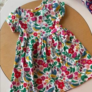 Boden floral and Bird Print Kids Dress with pockets